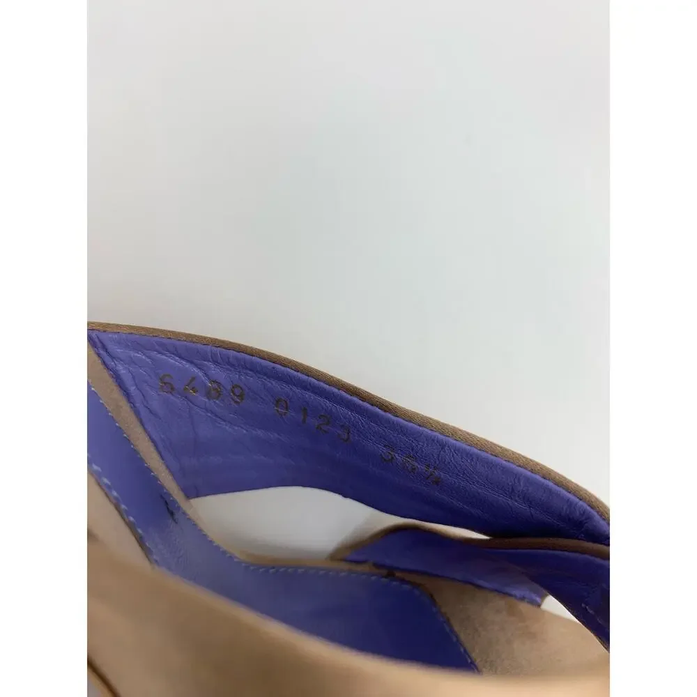 Sergio Rossi Platform Stiletto Sandals High Heels Tan Leather Womens 36.5 US 6.5